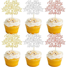 Cupcake-Aufsätze für 2025 Laimingų Naujųjų 2025 metų, Glitzer, Feuerwerk, Hello 2025, Cupcake-Picks für Cheers to 2025, Happy New Year Eve Thema, Urlaub, Party, Kuchendekorationen, Zubehör,
