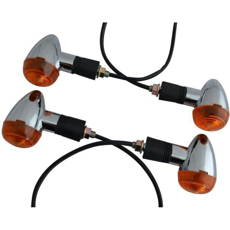 Alchemy Parts Motorcycle Indicators - Homologated - 2 Pairs Chrome Classic Style Ball Retro