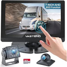 Atbulinės eigos kameros rinkinys su įspėjimu apie akląją zoną, 7 colių AHD 1080P atbulinės eigos kameros kabelis su jutikliniu monitoriumi, IP69 vandeniui atsparus, itin geras naktinis matymas, skirtas automobiliui, kemperiui, priekabai, sunkvežimiui (VL-