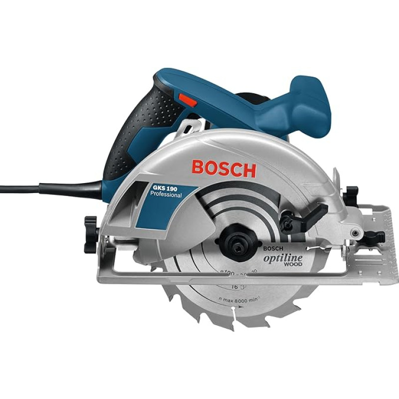 Bosch Professional GKS 190 hand saw (not compatible with guide rails, 1400 watts, circular saw blade: 190 mm. Cut depth: 70 mm, in Box)