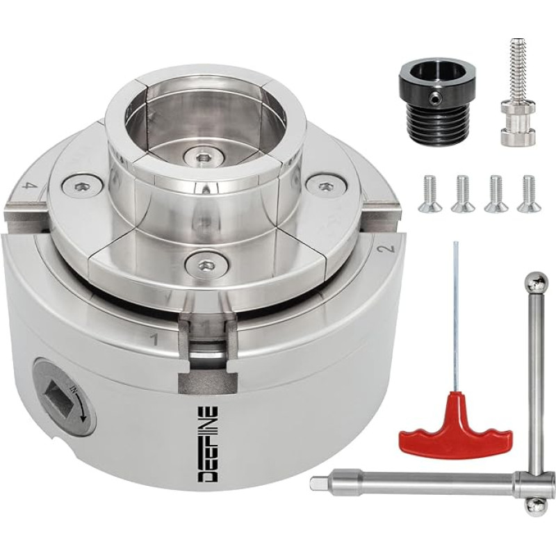 Žandikaulinis laikiklis Tekinimo staklių laikiklis 100 mm 4 žandikaulių laikiklis Savaiminio centravimo tekinimo staklių laikiklis, skirtas M33 ir M18 tekinimo staklėms (1)