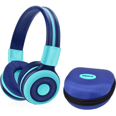 SIMOLIO Children's Bluetooth Headphones, Foldable Wireless Children's Headphones with Volume Limited, Bluetooth Headphones with Hard Case, Wireless Headphones with Bluetooth and Cable for Teenagers -