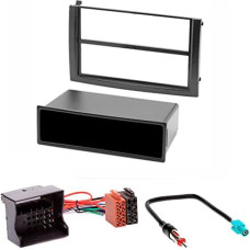 11-035-25-7 Automobilinio radijo imtuvo 1-DIN į prietaisų skydelį montavimo komplektas Skoda Fabia 2003-2006 su kišenėle + ISO ir antenos adapterio kabelis