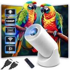 Mini projektorius, nešiojamasis projektorius, 300 ANSI, Full HD 1080P palaikymas, 180° pasukimas, automatinis horizontalus trapecijos koregavimas, HiFi garsiakalbis, suderinamas su Android/iOS/TV Stick/HDMI/USB