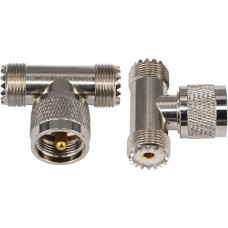 BOOBRIE UHF trigubas T formos adapteris UHF PL-259 vyriškas kištukas į dvigubą UHF moterišką SO239 lizdą 3 krypčių UHF šakotuvas RF koaksialinė jungtis CB radijo imtuvui/antenai/ transliacijai/skaitytuvui/WiFi, 2 vnt.