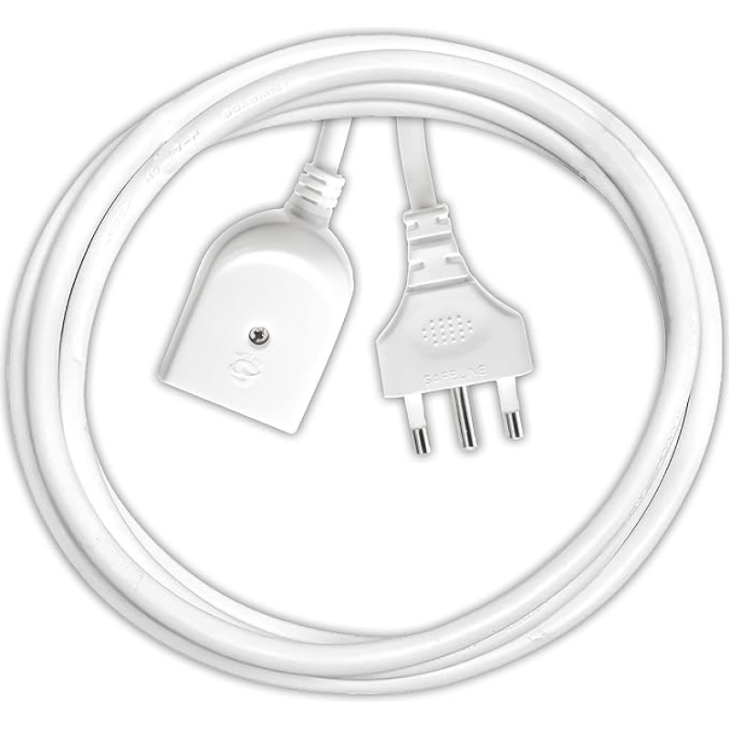 V-TAC Electric Extension 1 Metre with Socket 10/16 A Bipasso - Extension Electric Cable for Home, Office, Shop, Work - Super Robust - Plug 16 A