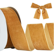 Khaki Velvet Ribbon 4 cm x 10 yds, Vintage Velvet Ribbons for Christmas, Wreath Bows Decoration, Craft Gift Wrapping, Valentine's Day Bouquet Packaging