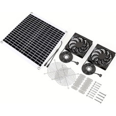 Solar Fan 20 W 18 V Double Fan for Chicken Coop, IP65 Weatherproof Solar Powered Fan for Greenhouse Shed
