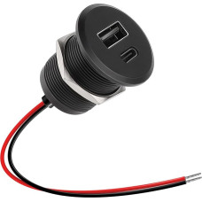 24 W 12 V USB Socket Motorhome QC 3.0 et PD 3.0, Aluminium Yacht USB Socket Car Quick Charger for Caravan, Trailer, Van, Truck, Boat (Pack of 1)