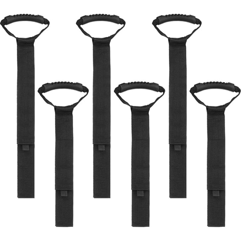 Pack of 6 Extension Cable Holder Organiser, Storage Straps, 560/710 mm / 22/28 Inch Robust Garage Hanging Straps with Handle for Power Cables, Cables, Hoses, Ropes, Black