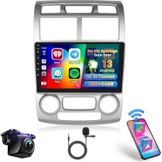 Hikity 2G 64G Android Autoradio Navi Für Kia Sportage 2005-2010 Mit Wireless CarPlay Android Auto, 9 Zoll Touchscreen Radio mit GPS WiFi Bluetooth Mirror Link FM RDS EQ MIC SWC Rückfahrkamera