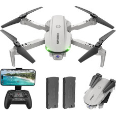 SIMREX X800 dronas su 1080P kamera, RC kvadrokopteris dronas su aukščio išlaikymu, dronas su vienu paleidimo klavišu, skraidymas pagal maršrutą, automatinis sekimas, 3D flip, nuotolinio valdymo dronas vaikams ir suaugusiesiems, pilkas