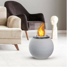 Dserturin Bioethanol Fireplace, Ecological Fireplace, Smokeless Fire, Heating with Ethanol, Made in Italy, 40 x 40 x 54 cm, Light Grey