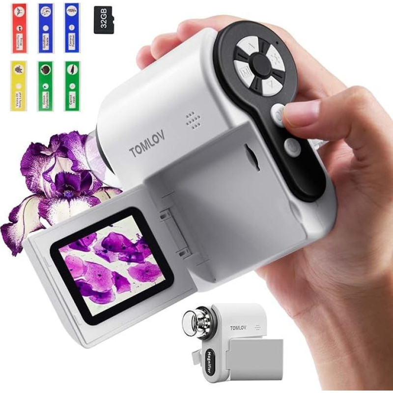 TOMLOV Handheld Digital Microscope 100X-1000X, Multiple Pocket Microscope for Children