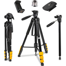 KODAK PhotoGear 2-in-1 Tripod and Monopod | Lightweight 70 Inch 4-Piece Flip-Lock Aluminium Tripod Converts to 65 Inch Monopod | Quick Release Plates