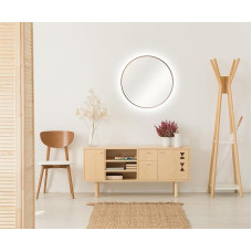 Talos Decorative Round Wall Mirror with Indirect LED Lighting in Matt Copper Diameter 50 cm