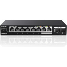 Tenda 2.5 Gbit Switch with 8X 2.5G Ports & 2X 10G SFP+ Ports (VLAN, Static Aggregation, Fanless, Plug & Play, Desktop/Wall Mounting, Unmanaged, Metal Housing) (TEM2010X)