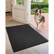 COLOR&GEOMETRY Door Mat Indoor 60 x 120 cm, Dirt Trapper Mat Large Indoor Outdoor Door Mats Front Door Washable Quick Drying Doormat Thin Door Mat Entrance Rug Non-Slip Black