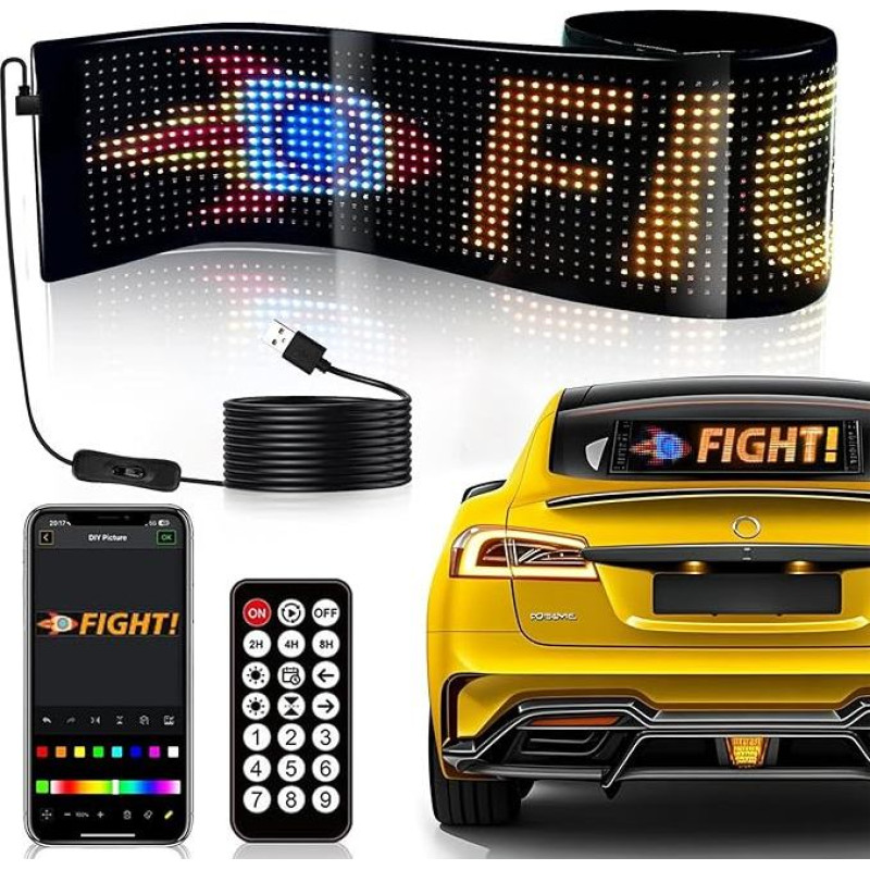 Devil Eyes Light for Cars LED Eyes for Trucks, Devil Eyes Lights for Cars, Programmable Flex Car LED Display for Car, Truck, Shop, DIY Dynamic LED Advertising