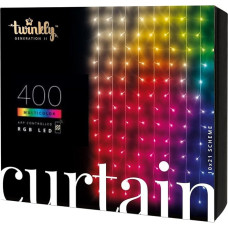 Twinkly Curtain 400 LED RGB+Weiß, LED-Lichterkette für Drinnen und Draußen, Smarte Lichter, RGB und Weiß, Kompatibel mit Alexa, Google Home, IP44, App-Steuerung, Transparentes Kabel, 3m x 2m