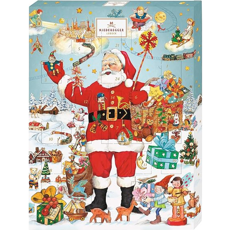 Niederegger Advent Calendar Santa Claus Nostalgic Design Filled with Niederegger Marzipan 500 g