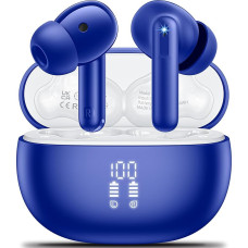 Bluetooth In-Ear Headphones Wireless Bluetooth 5.3 HiFi Stereo Sound, Headphones with 4 ENC Cancelling Mic, 42H Wireless Headphones with LED Display, IPX7 Waterproof, Suitable for Sports/Office, Blue