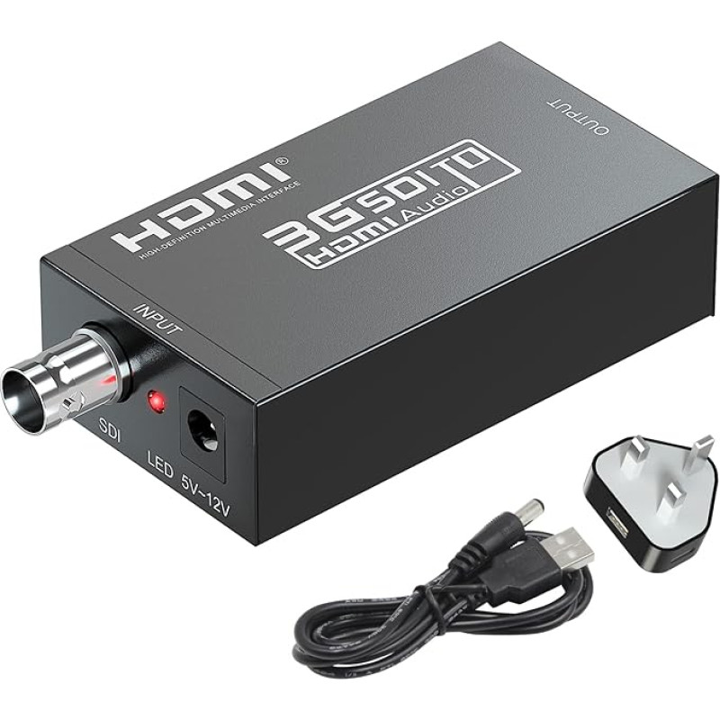 SDI to HDMI Converter, 1080P HD-SDI/3G-SDI/SD-SDI to HDMI Video Audio Converter, BNC to HDMI Adapter for SDI Camera Monitor Projector