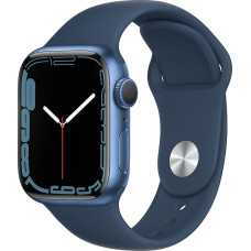 Apple Watch Series 7 (GPS, 41mm) Aluminiumgehäuse Blau Mit Abyss Sportarmband Blau (Generalüberholt)