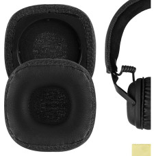 Geekria QuickFit Protein Leather Replacement Ear Pads for Marshall Major III Wired, Major III Bluetooth Wireless, MID ANC Headphones, Ear Pads, Headset, Ear Cups, Repair Parts (Black)