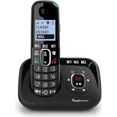 Amplicomms BigTel 1580 Cordless DECT Large Button Phone with Answering Machine, Hearing Amplifier, Extra Loud Ringtones, Hearing Aid Compatible