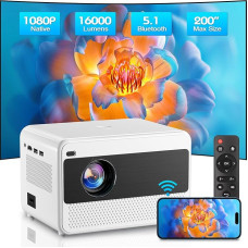 WEEJECTOR Projector, Full HD 1080P LED Video Projector, 16000 Lumens, Home Projector, 200 Inch Zoom, 5G WiFi Bluetooth Projector, Compatible with Smartphone/Fire Stick/Laptop/PS5