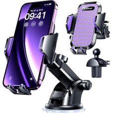 VANMASS Mobile Phone Holder Car 2024 Latest Colour Purple Version 3 in 1 Mobile Phone Holder for Car Suction Cup & Ventilation Super Stable Mobile Phone Holder Car for iPhone 14 Pro Max iPhone 13 Plus