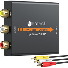 Neoteck 1080P AV zu HDMI Konverter Adapter 1080P/720P 3RCA AV CVBS Analog zu Digital Composite zu HDMI Metallgehäuse für TV PS2 STB VHS VCR BlueRay DVD Projector Spielkonsole