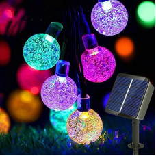 Auting LED Fairy Lights, Solar Outdoor, 60 LED Balls, Fairy Lights, Colourful, 11 m, Crystal, 8 Modes Outdoor Fairy Lights, Waterproof Crystal Balls, Lighting for Garden, Patio, Trees, Yard, Home Party Decoration