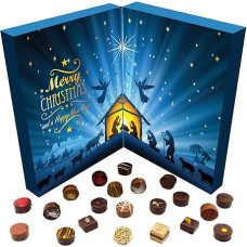 Hallingers Christmas Eve Advent Calendar Chocolates Gift Handmade without Alcohol from Fine Cocoa Chocolate (Box) - Advent Calendar Novelties & Advent Calendar Filling | Congratulations Hanukkah