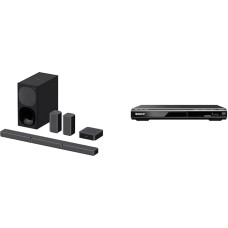 Sony HT-S40R 5.1 Channel Soundbar (Including Wired Subwoofer, Wireless Rear Speakers, Bluetooth, Surround Sound, Dolby Digital), Wide & DVP-SR760H DVD Player/CD Player Black