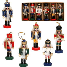 Dekohelden24 520242 Tree Decorations with Nutcracker Design Set of 6 Approx. 8 cm Multi-Coloured