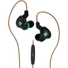 Kbear KS2 In-Ear Earphones, IEM1BA 1DD Stereo In-Ear Headphones, HiFi In-Ear Headset, Noise Cancelling Hybrid Headphones with Detachable Cable for Running and Walking (with Microphone, Green)