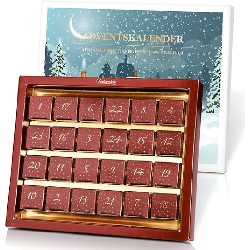 Chocolate Messenger - The Chocolates Advent Calendar 2023 with 24 Exclusive Chocolates without Alcohol - The Elegant Christmas Gift for Him and Her (Classic and Alcohol-Free)