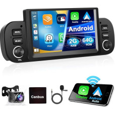 Podofo 2+64G Car Radio for Fiat Panda 2013-2020 with Wireless A-pple Carplay Android Car Bluetooth Screen, Android 13 Multimedia Player with GPS/WiFi/RDS/FM/SWC/USB + AHD/CVBS Reversing Camera +