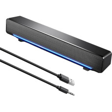 Mini Wired Soundbar Music Player Bass Surround Soundbox Speaker with 3.5mm Audio Jack for Desktop, Laptop, TV, Smartphone, Tablet PC, MP3, MP4 and More