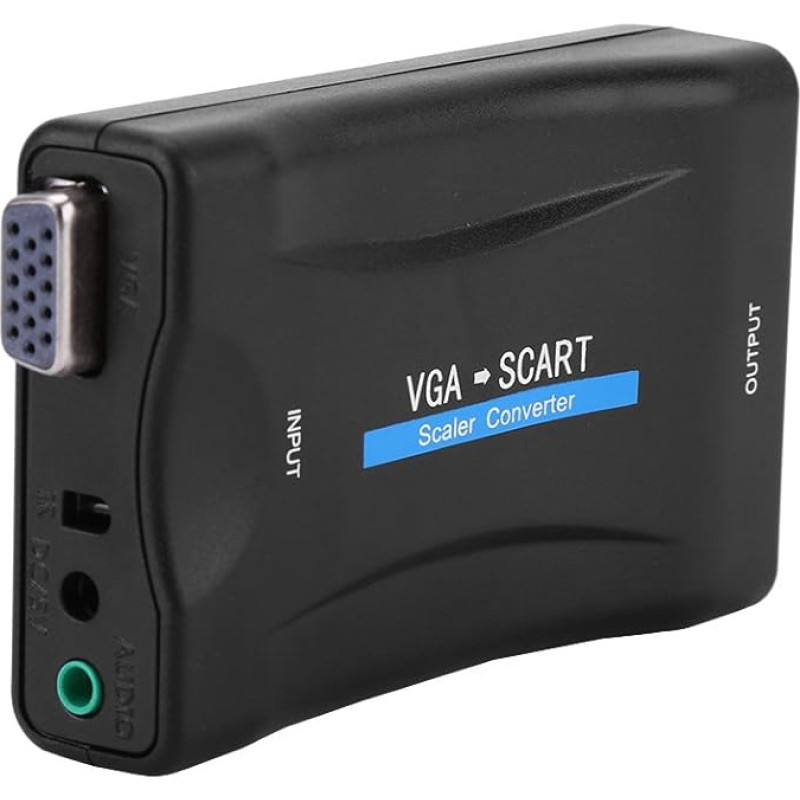 VGA to SCART Converter Video Audio Converter Adapter USB with Remote Control Suitable for TVs with SCART Interface