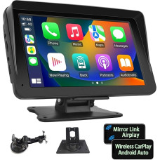 Podofo Wireless Carplay Android Car Radio Portable with 7 Inch HD Touchscreen Car Stereo Radio with Bluetooth, FM Transmission, Airplay, Mirror Link