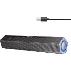 Sanyun SW010 Dual Mode Computer Speaker, 8W Wired USB Port with Built-in 16-Bit DAC for Power and Audio, Bluetooth 5.0, Mini Sound Bar for PC, Laptop, Tablet, Desktop, Black