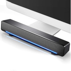 Soundbar, Stereo Soundbar with USB Cable, Household Speaker for Desktop Computer or Laptop PC or Mobile Phones, Bass Surround Sound, Crystal Clear (Black)