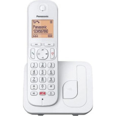 Panasonic KX-TGC250SPW Digital Cordless Telephone for Seniors with Call Block, Easy to Read Display, Hands-Free Calling, Alarm Clock, Single Headphone, White