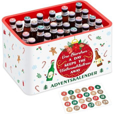 Sinmoe Men's Advent Calendar 1 Set Banderole for Beer Crate and 24 Stickers with Word One Beer a Day Keeps The Christmas Stress Away