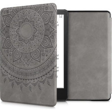 kwmobile Protective Case Compatible with Amazon Kindle Paperwhite (11th Gen - 2021) - Faux Leather eReader - Indian Sun Grey