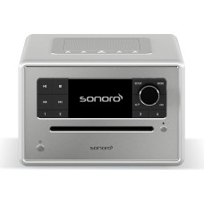 sonoro Elite Internet Radio with CD Player and Bluetooth (FM/FM, DAB Plus, WiFi, Alarm Clock, Podcasts, Spotify, Amazon Music, Deezer) Silver