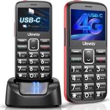 uleway 4G Senior Mobile Phone Without Contract, Long Standby Time, Seniors Mobile Phone with Large Buttons, SOS Emergency Call Button, Easy to Use Large Button Mobile Phone with USB-C, Charging